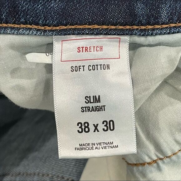 Express Stretch Soft Cotton Blend Slim Straight Blue medium Wash Jeans 38 x 30 - Picture 9 of 12